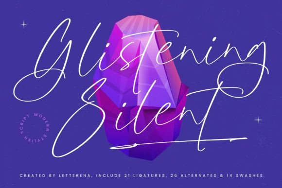 Glistening Silent: A Modern Script Font for Thoughtful Design